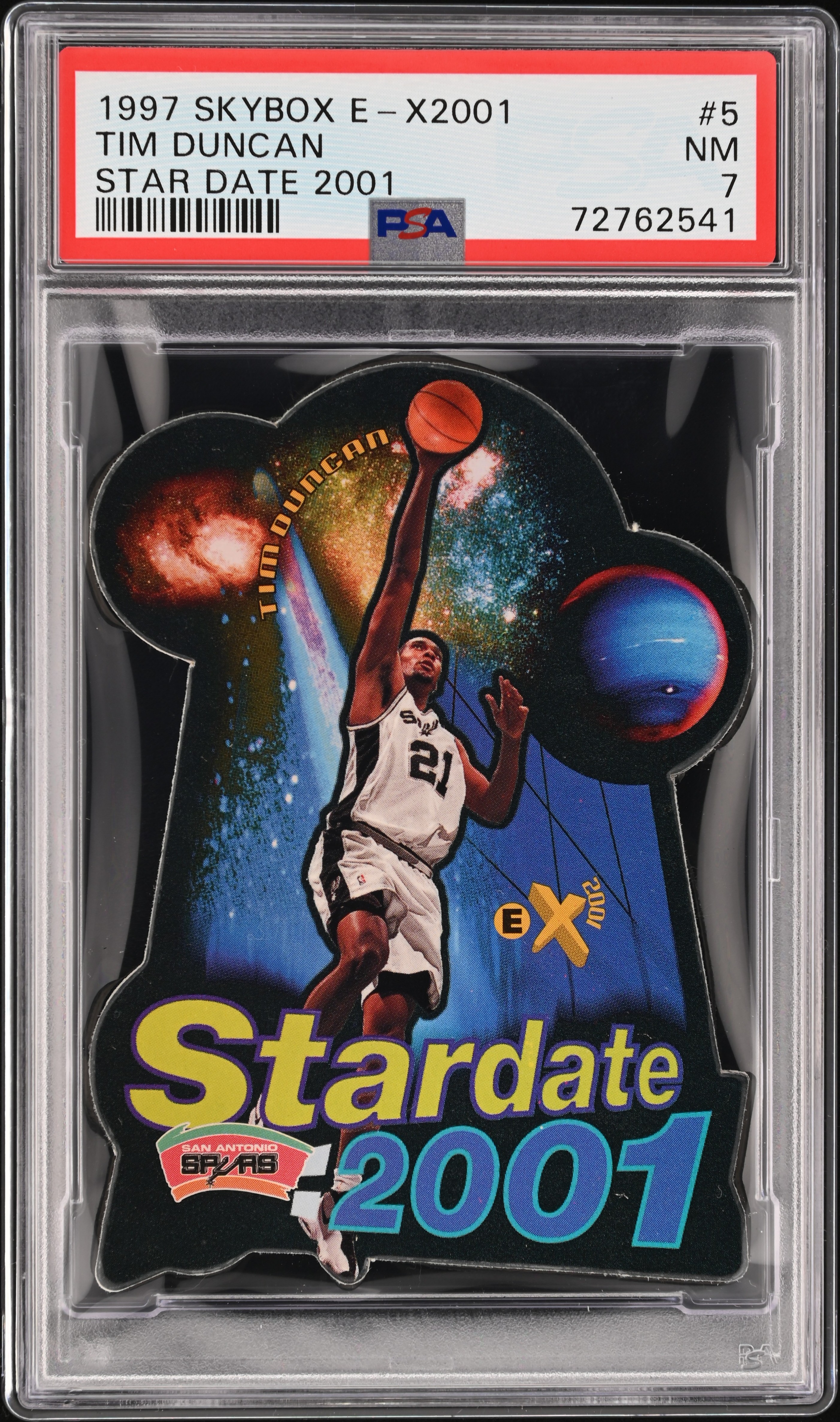 1997-98 SkyBox E-X2001 Star Date 2001 #5 Tim Duncan Rookie Card – PSA NM 7