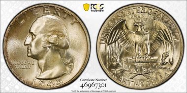 1943 25C DDO, FS-102 MS67