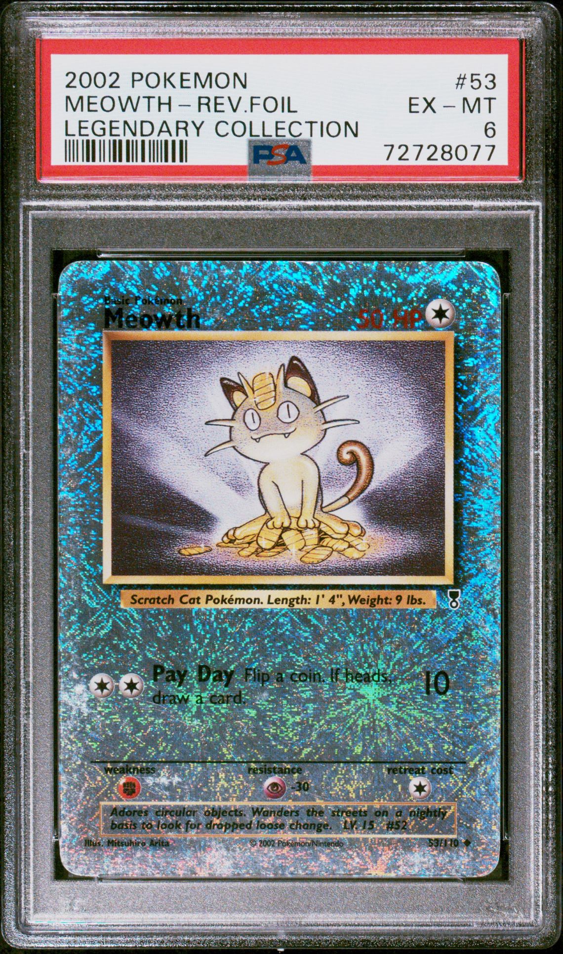 2002 Pokemon POKEMON LEGENDARY COLLECTION #53 Meowth-Rev.Foil front