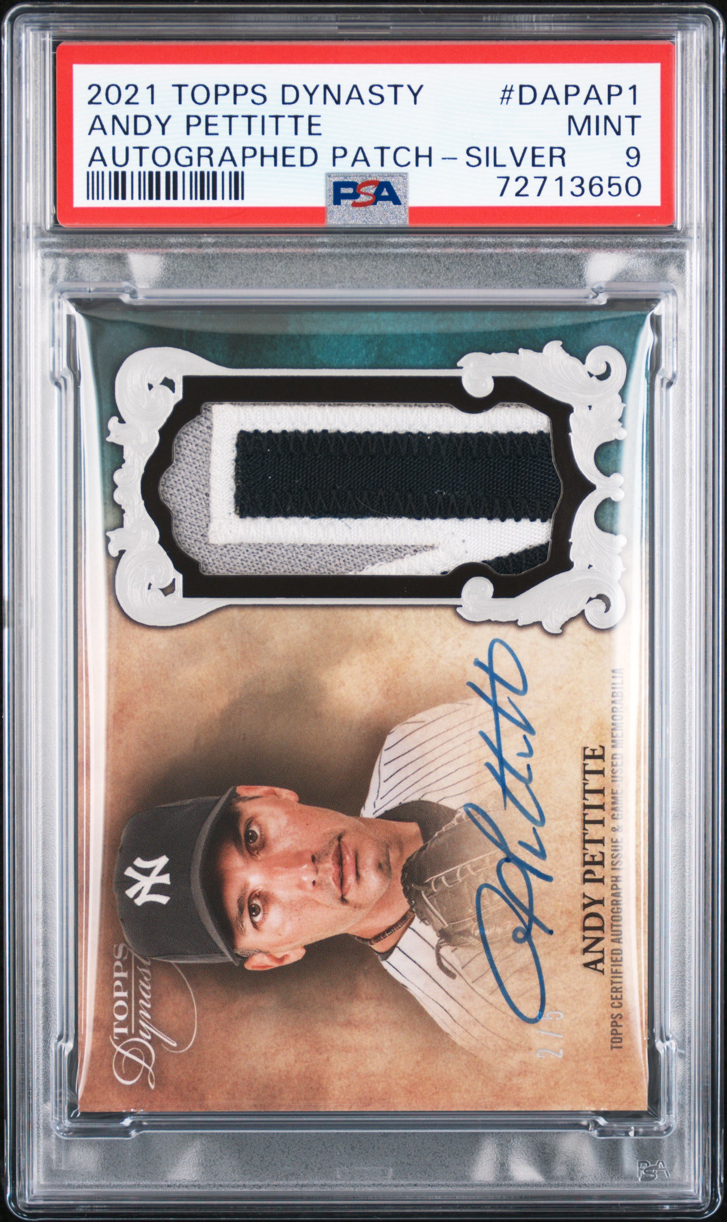 2021 Topps Dynasty Autographed Patch Andy Pettitte #Ap1 (Autographed Patch-Silver) Mint 9 front