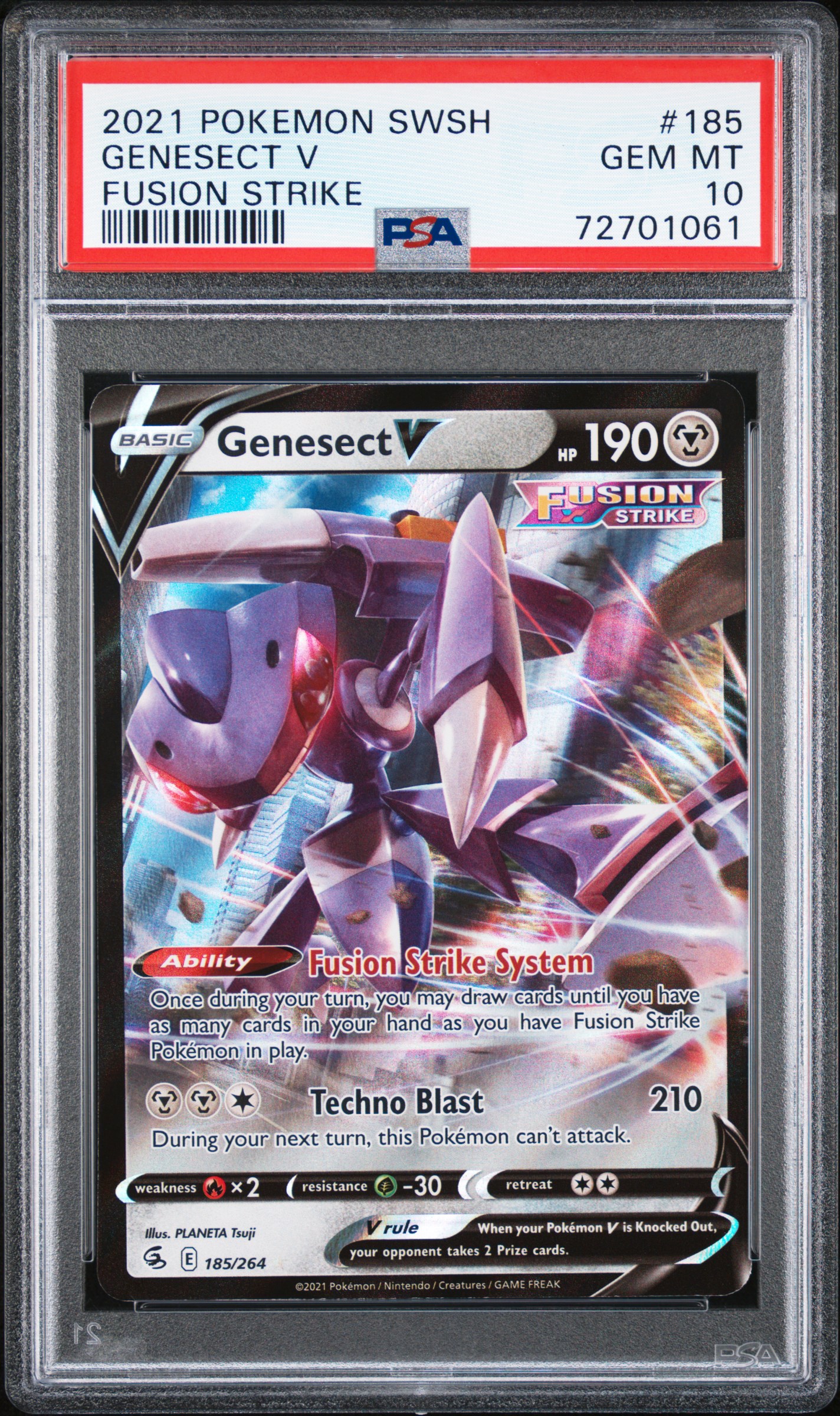 2021 #185 Genesect V PSA 10 Sword & Shield Fusion Strike