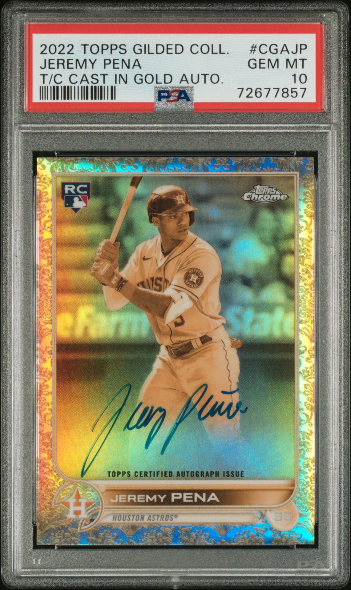 2022 Topps TOPPS GILDED COLLECTION TOPPS CHROME CAST IN GOLD AUTOGRAPHS T/C CAST IN GOLD AUTO. #CGAJP Jeremy Pena front