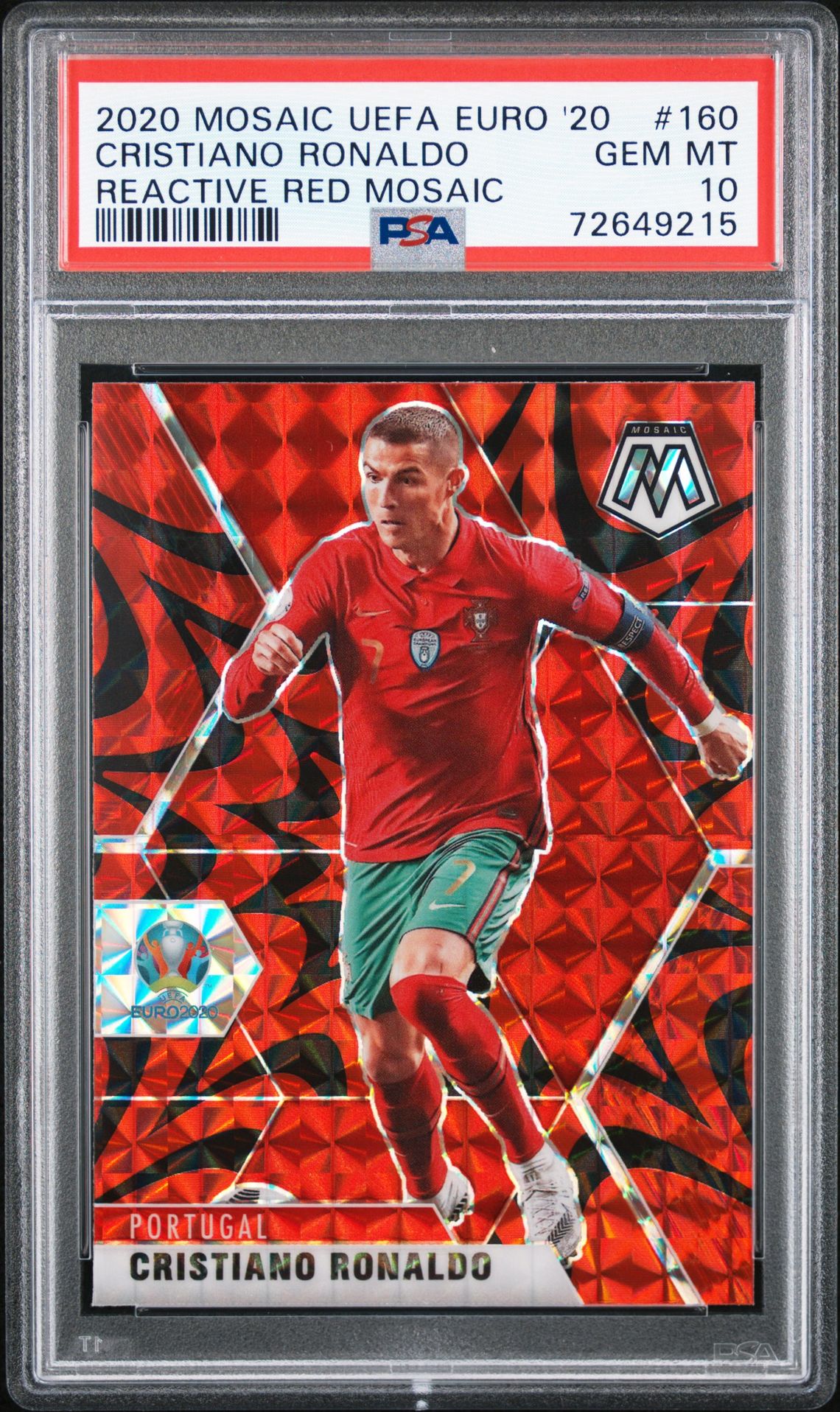 2020 Panini PANINI MOSAIC UEFA EURO 2020 REACTIVE RED MOSAIC #160 Cristiano Ronaldo front