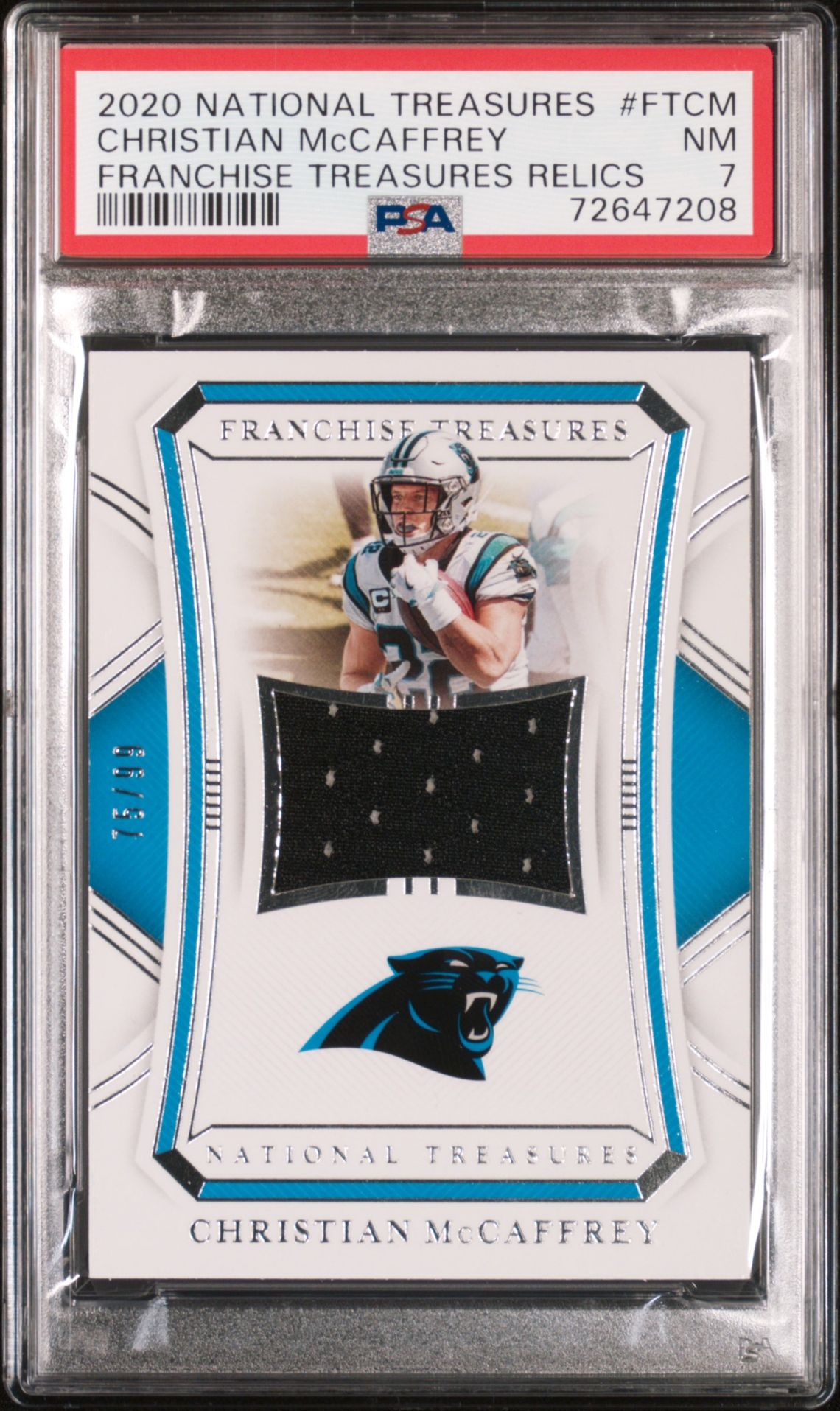 2020 Panini National Treasures Franchise Treasures Relics Christian Mccaffrey #Ftcm (Franchise Treasures Relics) Nm 7 front