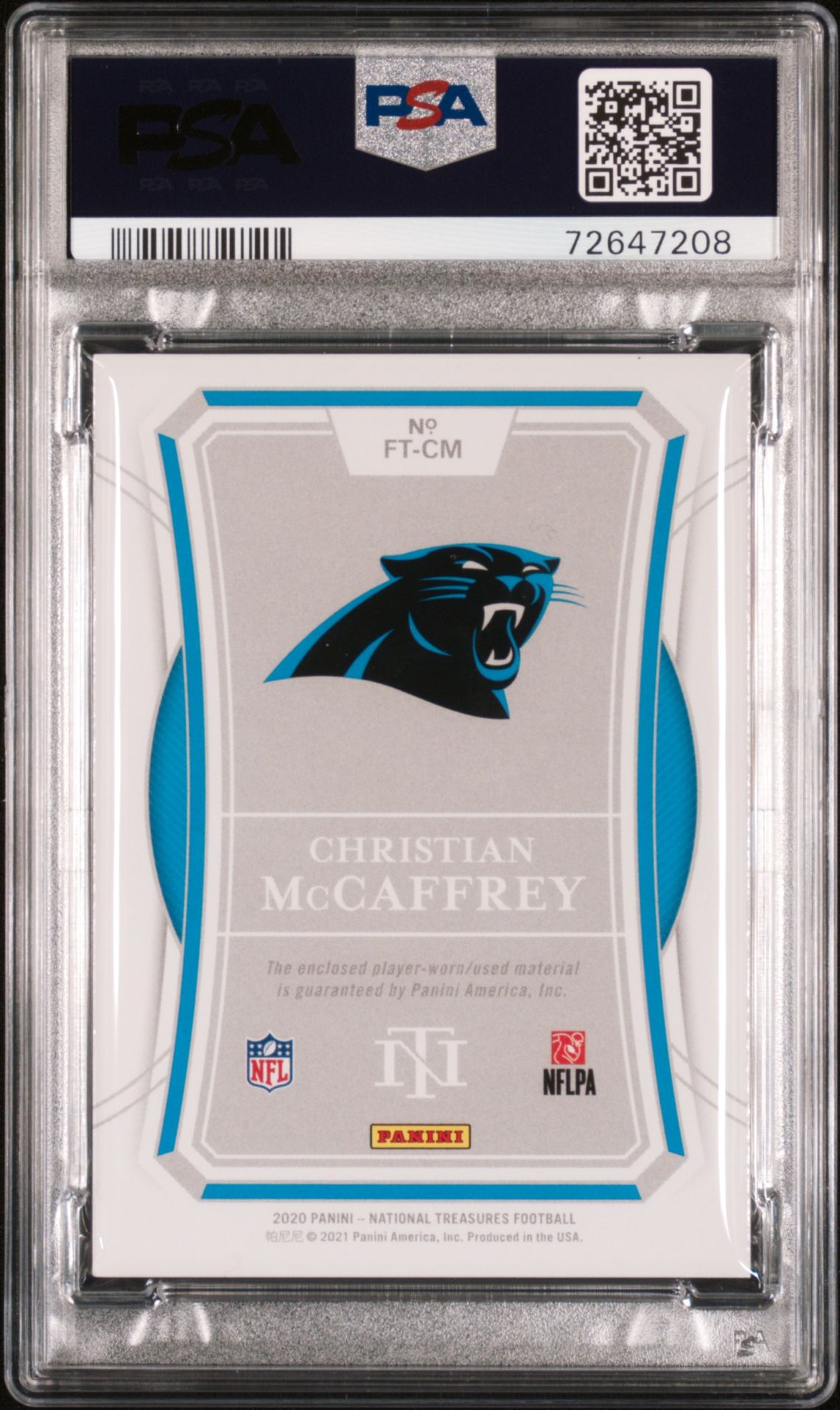 2020 Panini National Treasures Franchise Treasures Relics Christian Mccaffrey #Ftcm (Franchise Treasures Relics) Nm 7 back