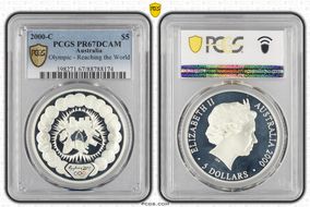 2000-C $5 Olympic - Reaching the World PR67DCAM
