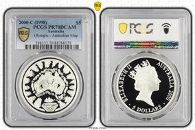 2000-C (1998) $5 Olympic - Australian Map PR70DCAM