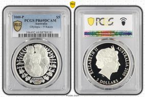 2000-P $5 Olympic - 9 Races PR69DCAM