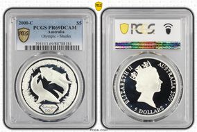 2000-C $5 Olympic - Sharks PR69DCAM