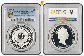 2000-P $5 Olympic - Dancers in circle PR69DCAM