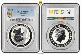 2013-P $1 Koala Ag MS68