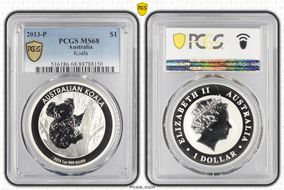 2013-P $1 Koala Ag MS68