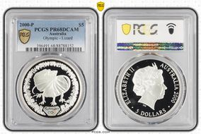 2000-P $5 Olympic - Lizard PR68DCAM