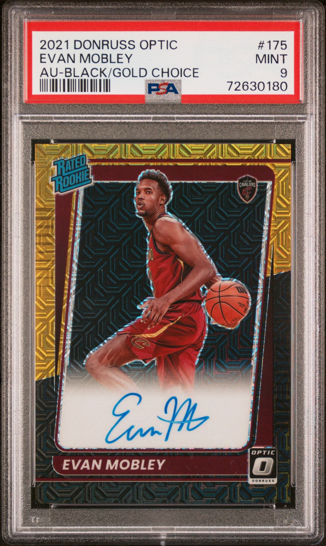 2021 Panini PANINI DONRUSS OPTIC AU-BLACK/GOLD CHOICE #175 Evan Mobley front