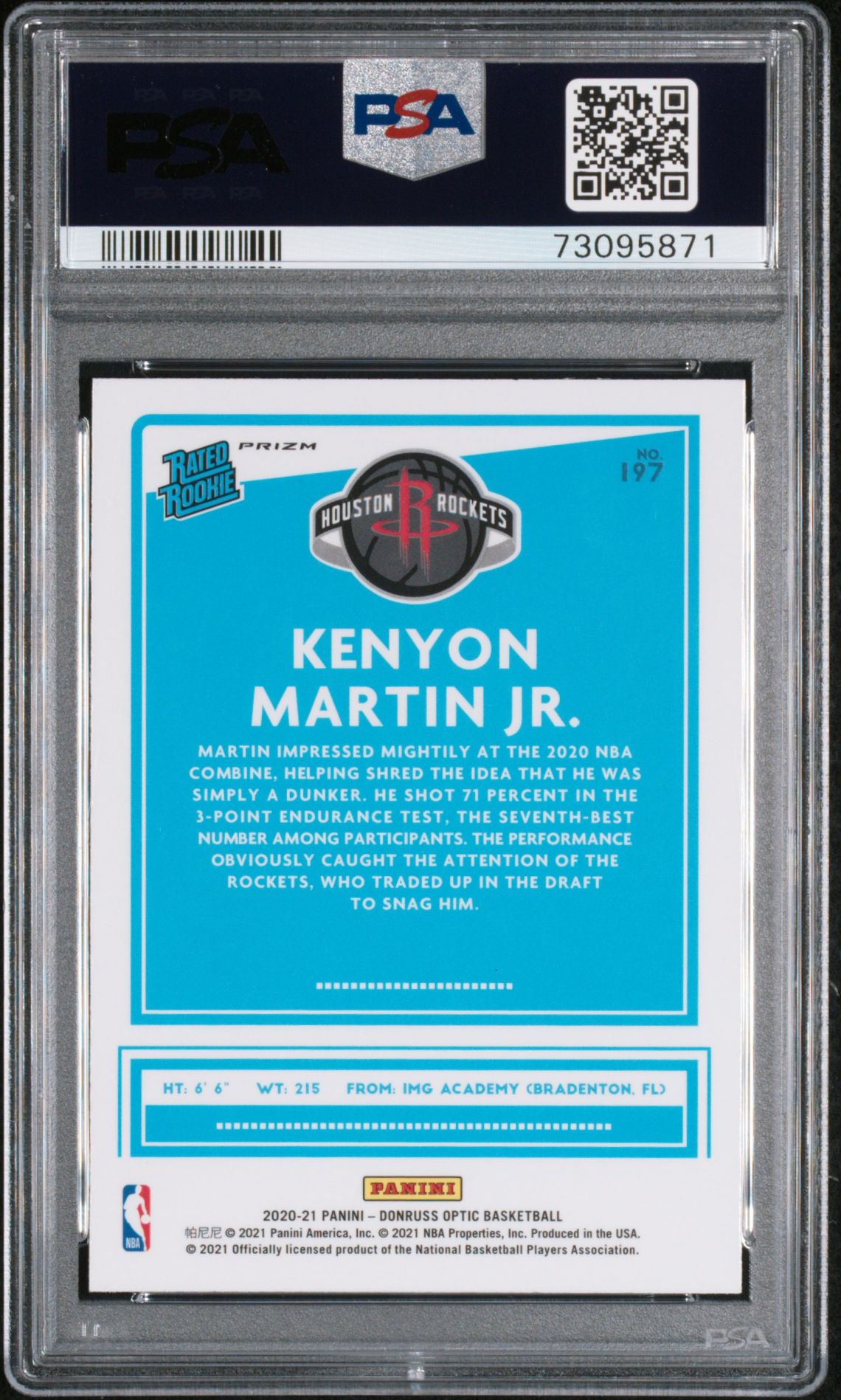 2020 Panini Donruss Optic Kenyon Martin Jr. #197 (Green Pulsar) Gem Mt 10 back