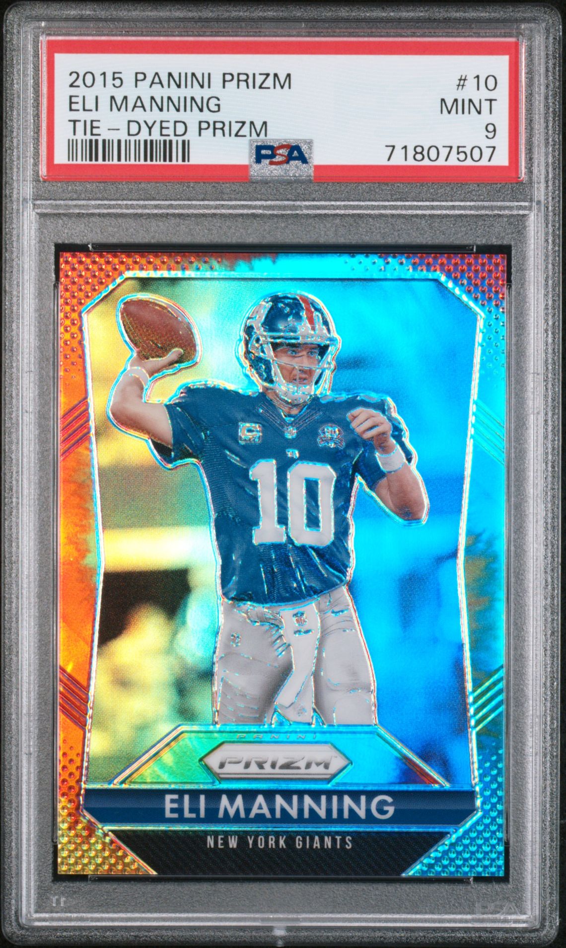 2015 Panini Prizm Eli Manning #10 (Tie-Dyed Prizm) Mint 9 front