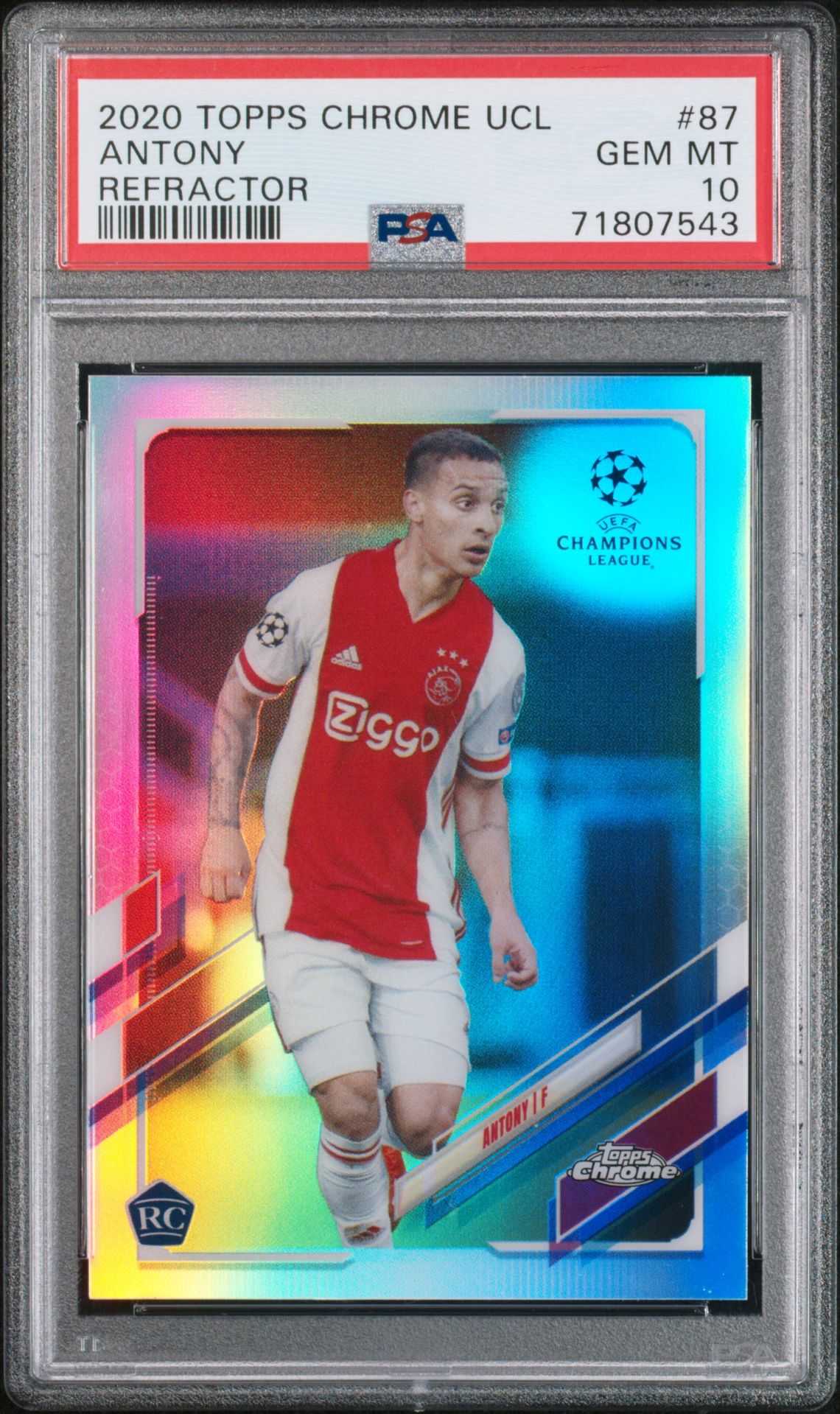 2020 Topps Chrome Uefa Champions League Antony #87 (Refractor) Gem Mt 10 front
