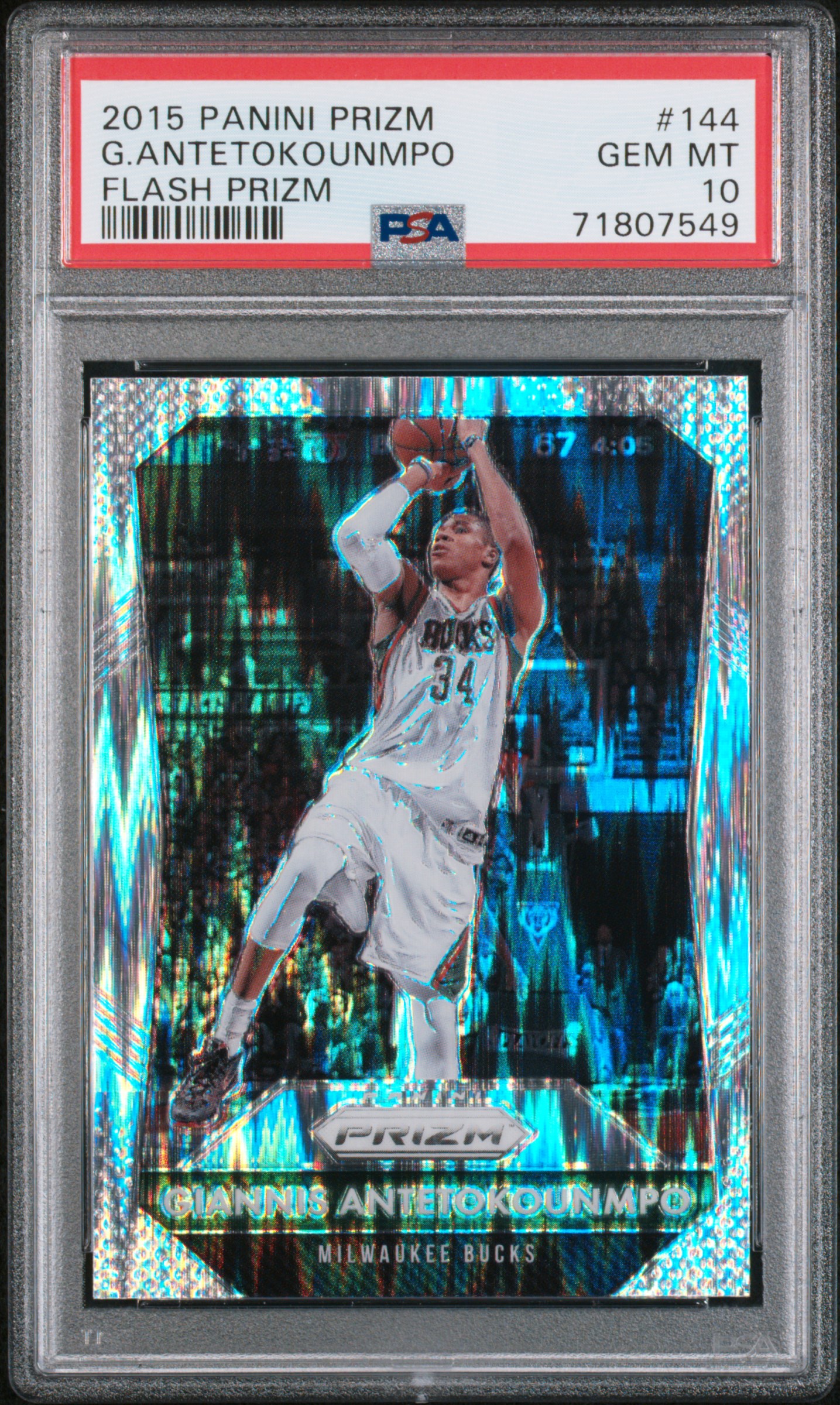 2015 Panini Prizm G.antetokounmpo #144 (Flash Prizm) Gem Mt 10 front