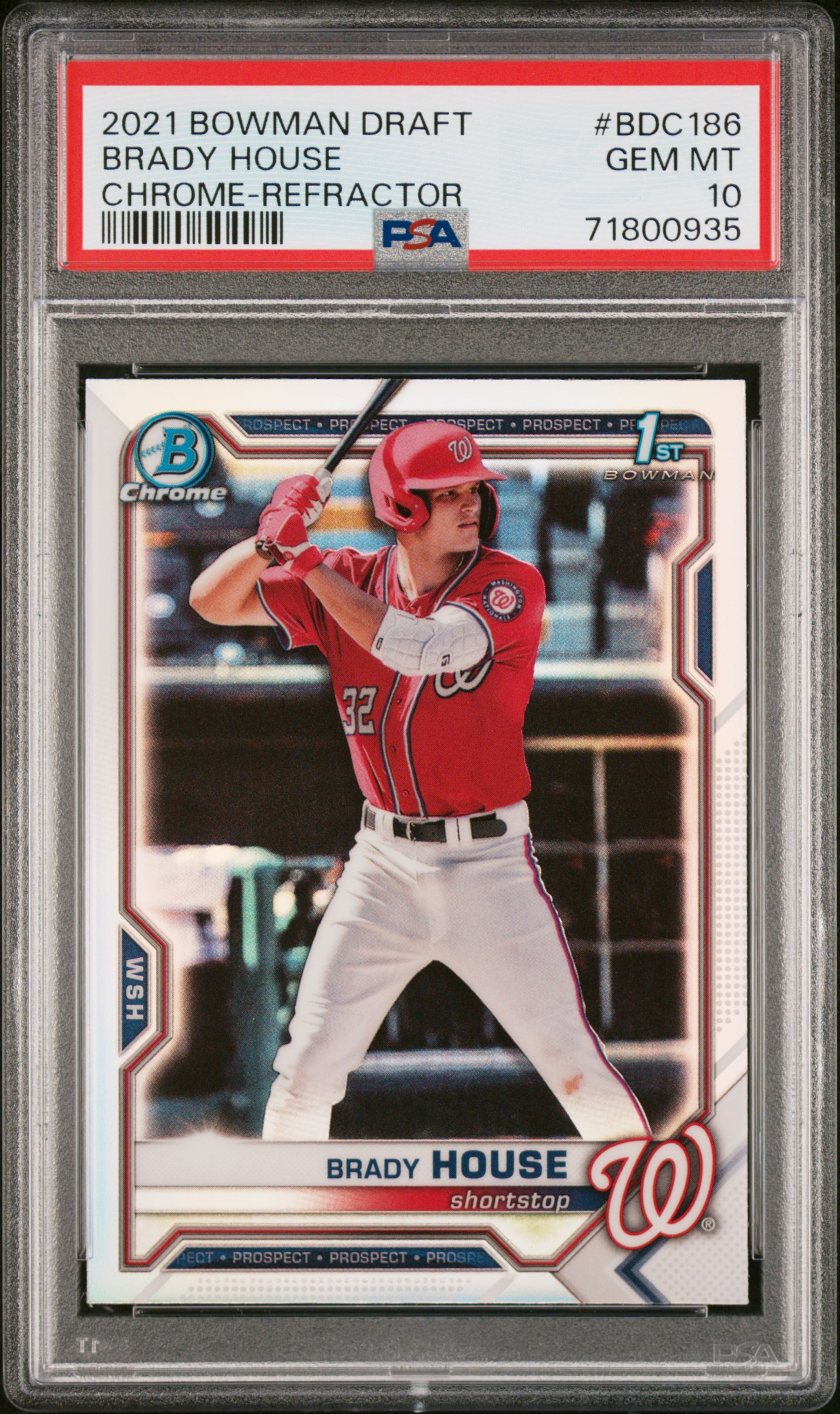 2021 Bowman Draft Brady House #Bdc186 (Chrome-Refractor) Gem Mt 10 front