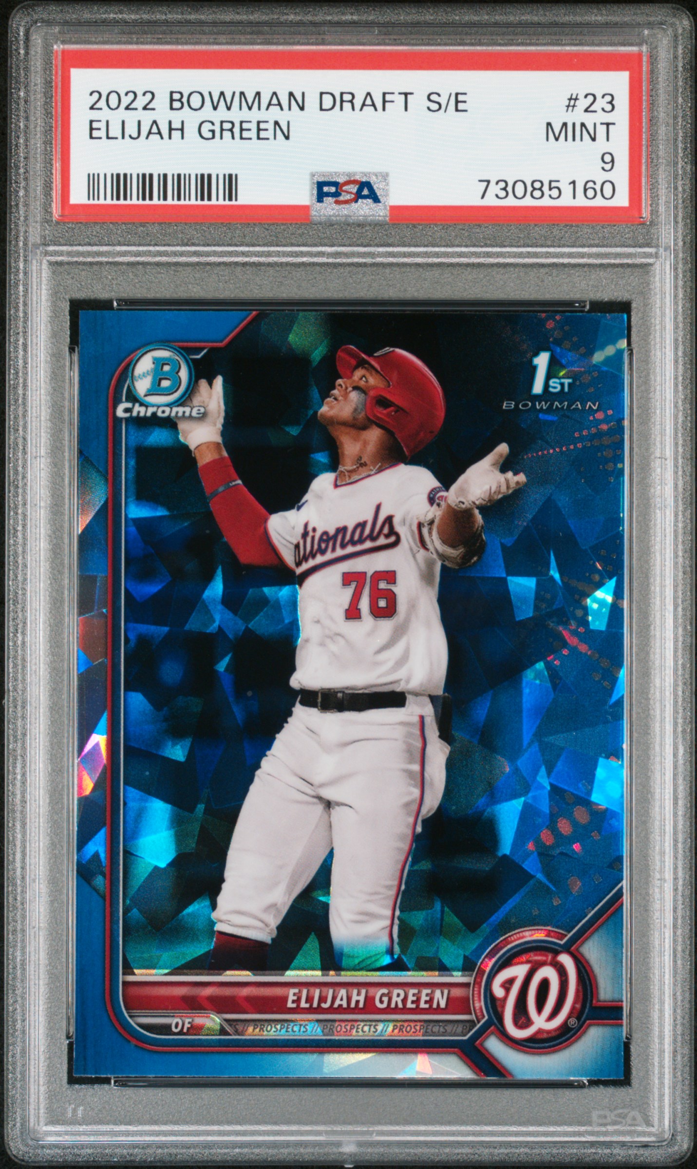 2022 Bowman Draft Chrome Sapphire Edition Elijah Green #Bdc23 Mint 9 front