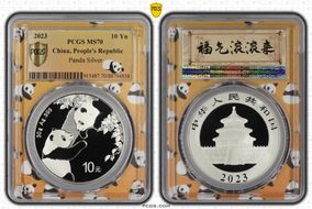 2023 10 Yn Panda Silver Panda 2023 Yellow Lbl MS70