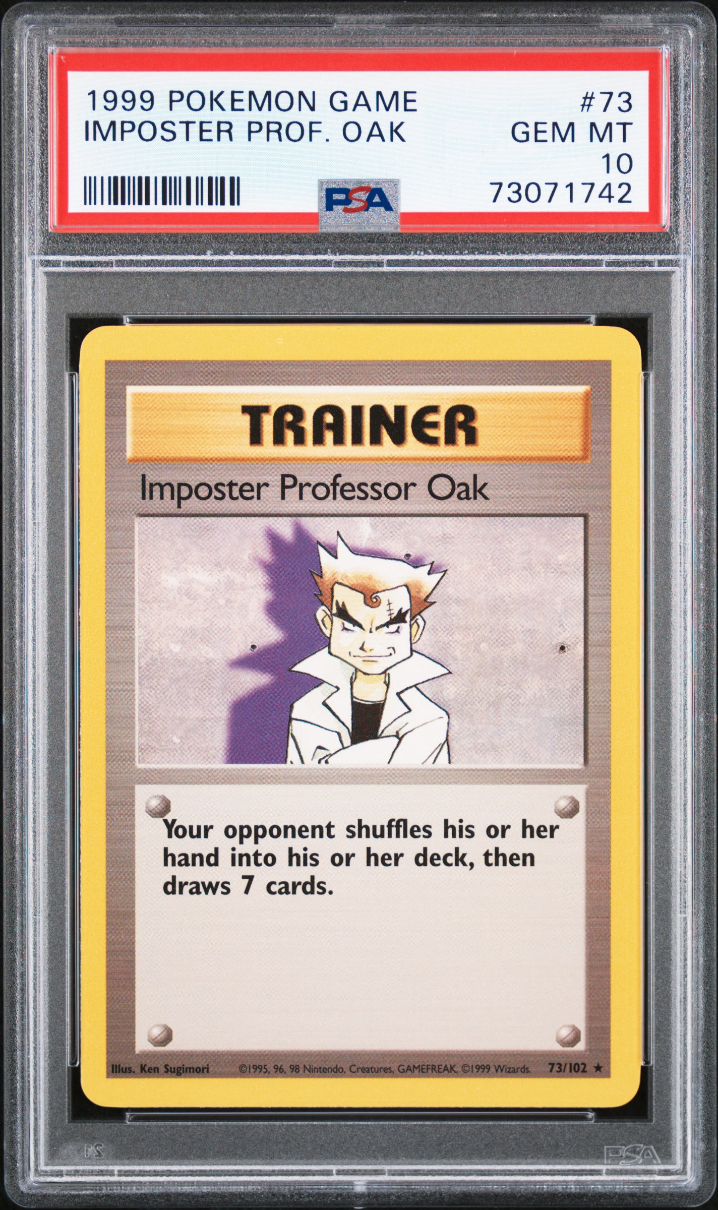 1999 Pokemon Game #73 Imposter Professor Oak PSA 10