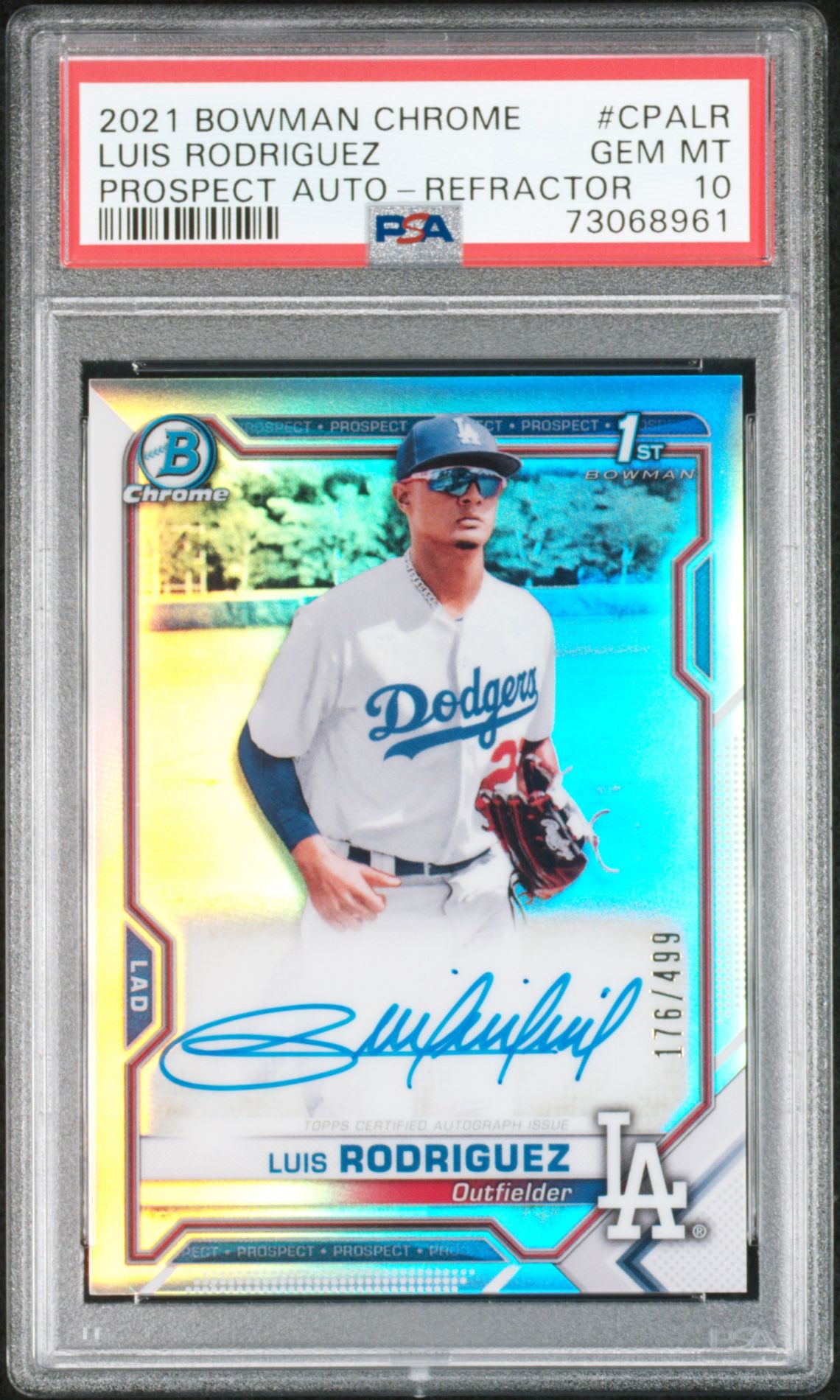 2021 Bowman BOWMAN CHROME PROSPECT AUTOGRAPHS REFRACTOR #CPALR Luis Rodriguez front