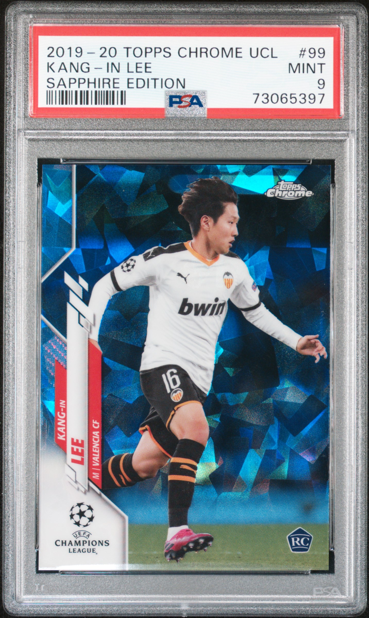 2019-20 Topps Chrome UEFA Champions League Sapphire Edition #99 Kang-In Lee Rookie Card – PSA MINT 9