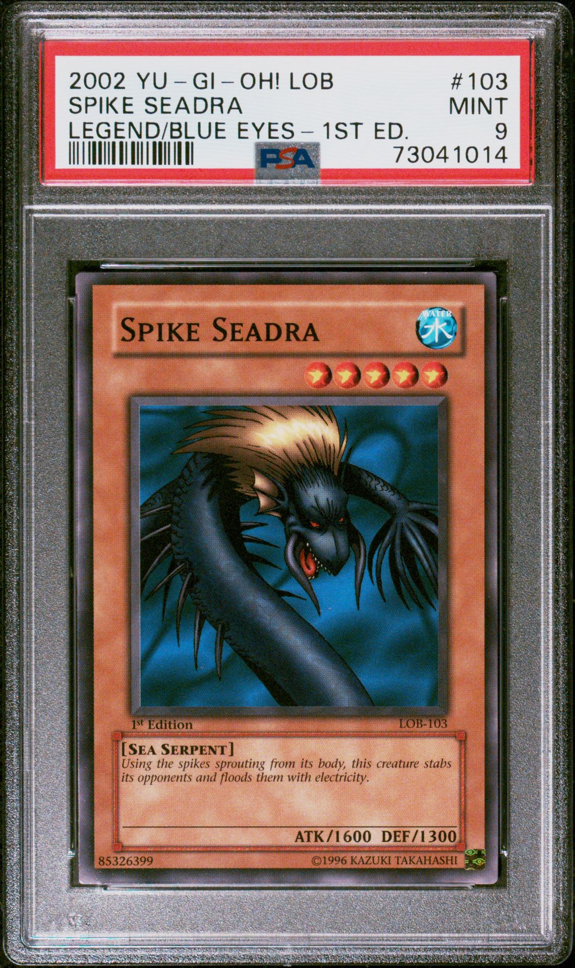 2002 Yu-Gi-Oh! YU-GI-OH! LOB-LEGEND OF BLUE EYES WHITE DRAGON LEGEND/BLUE EYES-1ST ED. #103 Spike Seadra front