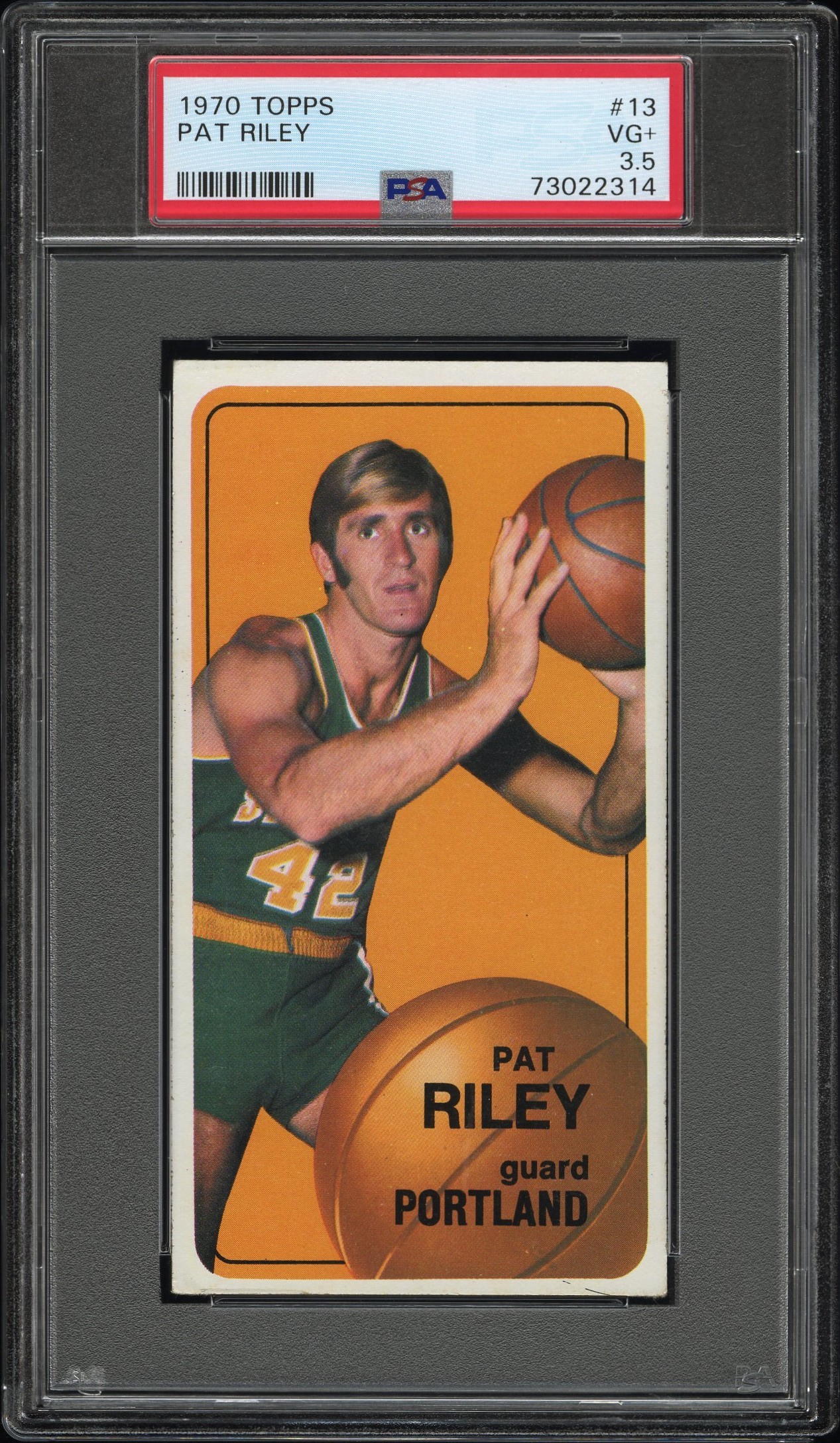 1970 Topps #13 Pat Riley Rookie Card - PSA VG+ 3.5