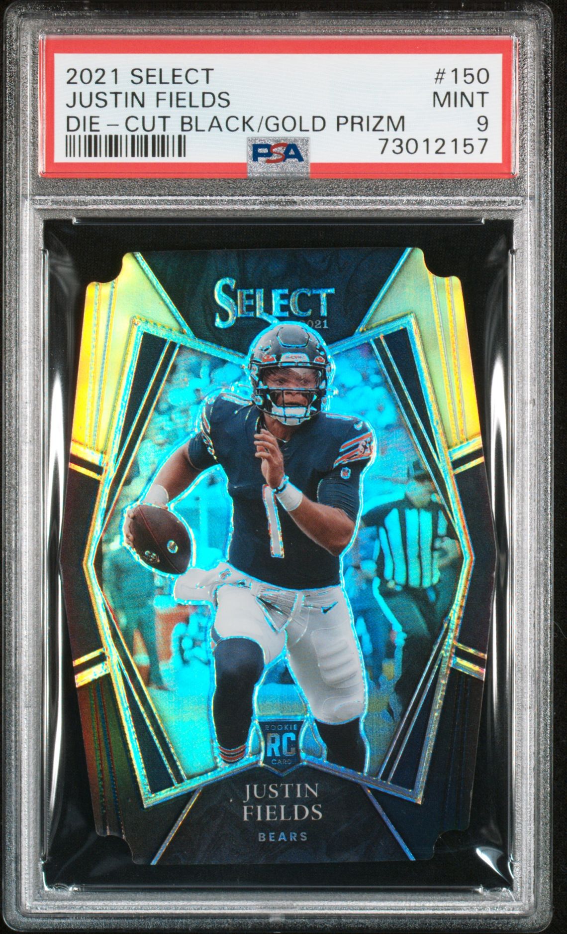 2021 Panini Select Justin Fields #150 (Die-Cut Black/Gold Prizm) Mint 9 front