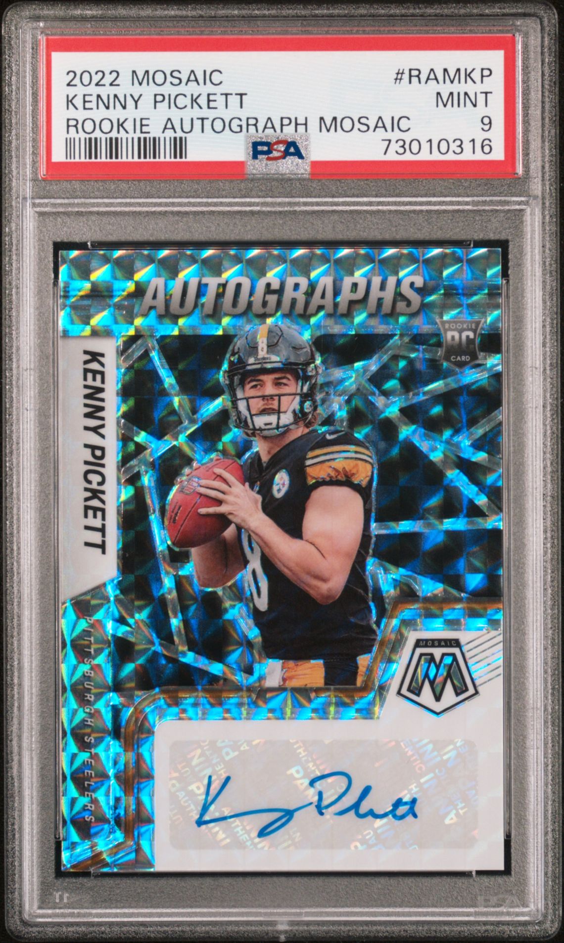 2022 Panini PANINI MOSAIC ROOKIE AUTOGRAPH MOSAIC #RAMKP Kenny Pickett front
