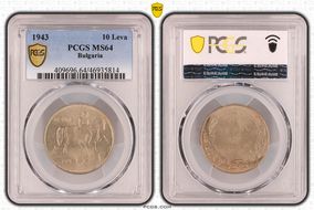 1943 10 Leva KM-40b MS64