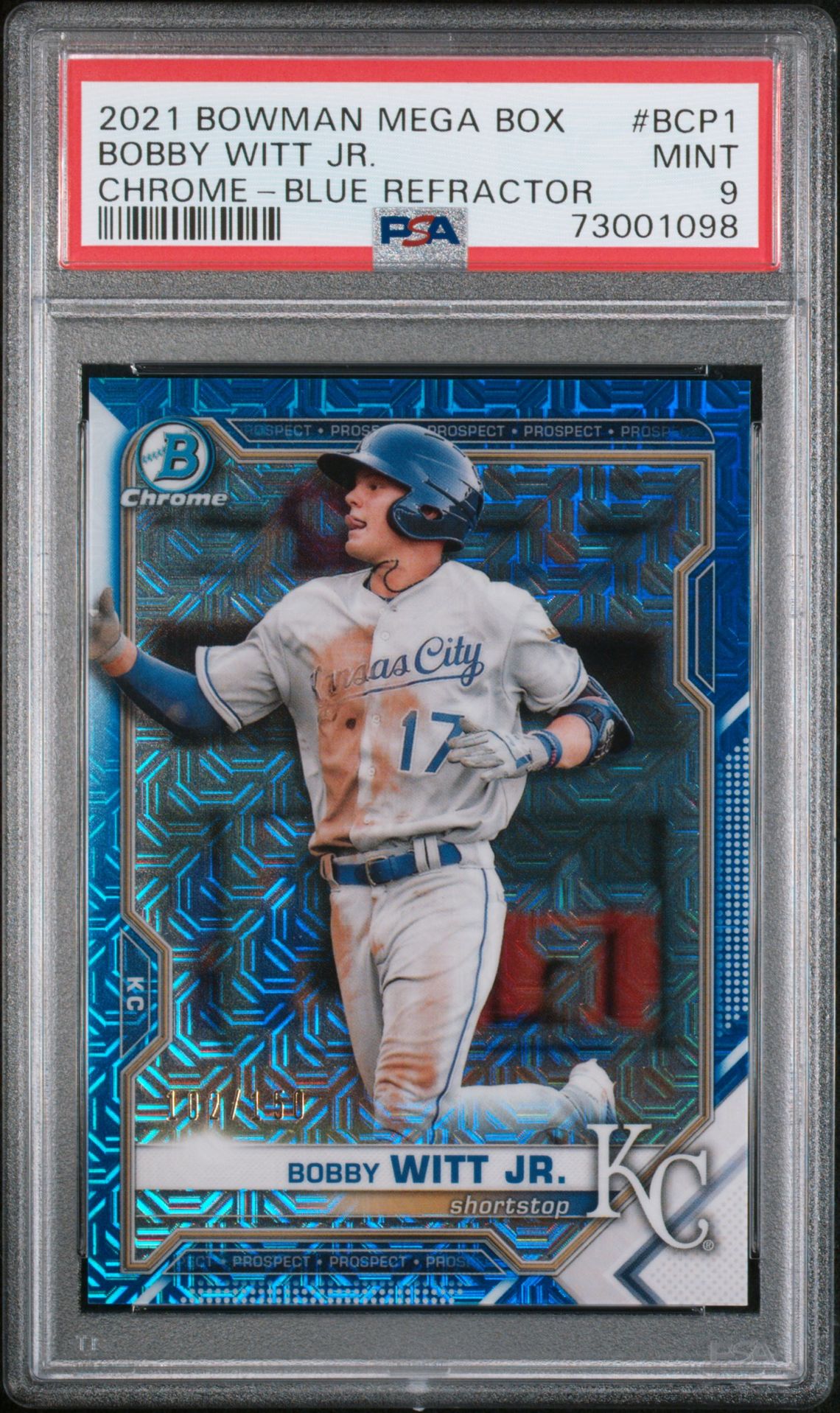 2021 Bowman BOWMAN MEGA BOX CHROME BLUE REFRACTOR #BCP1 Bobby Witt Jr. front