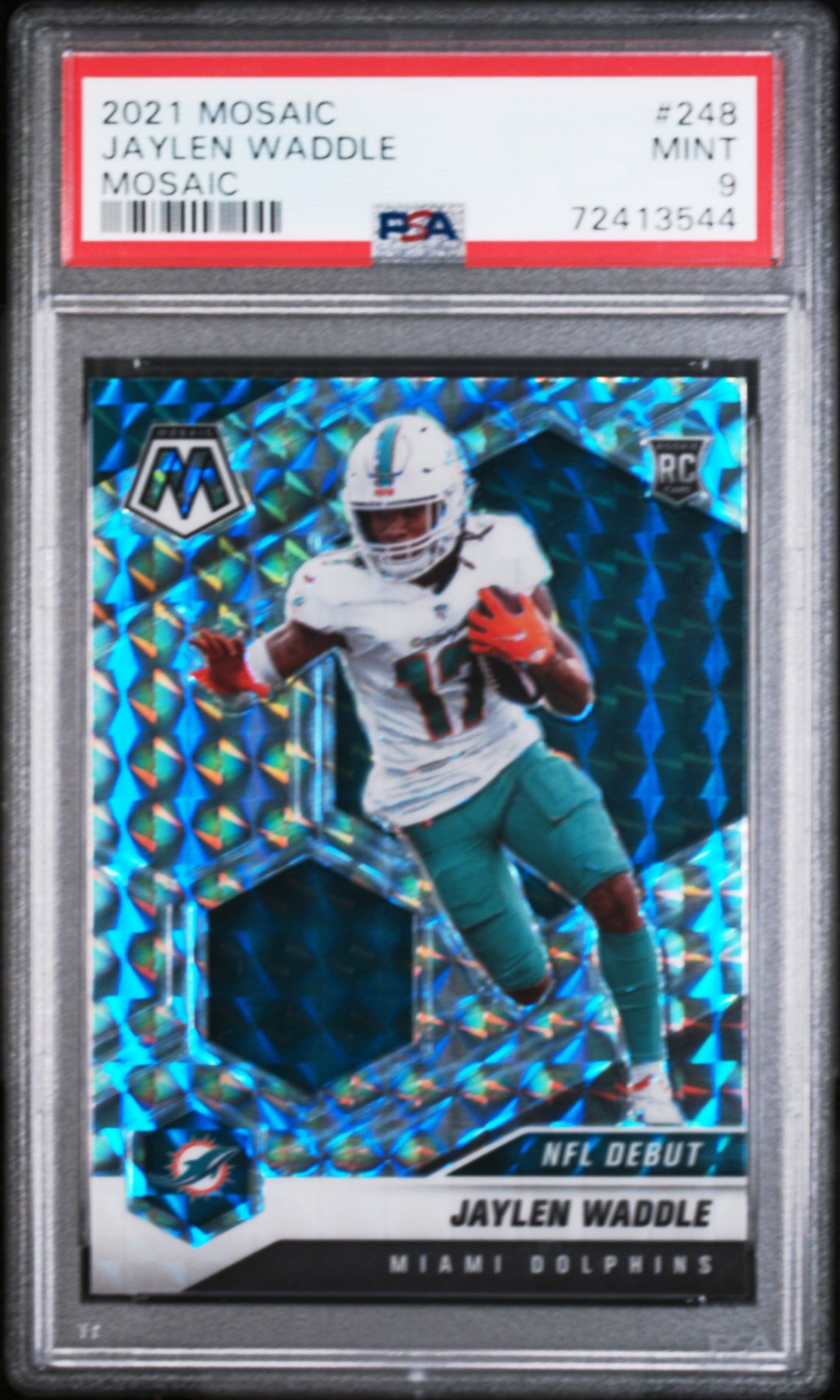 2021 Panini Mosaic Jaylen Waddle #248 (Mosaic) Mint 9 front