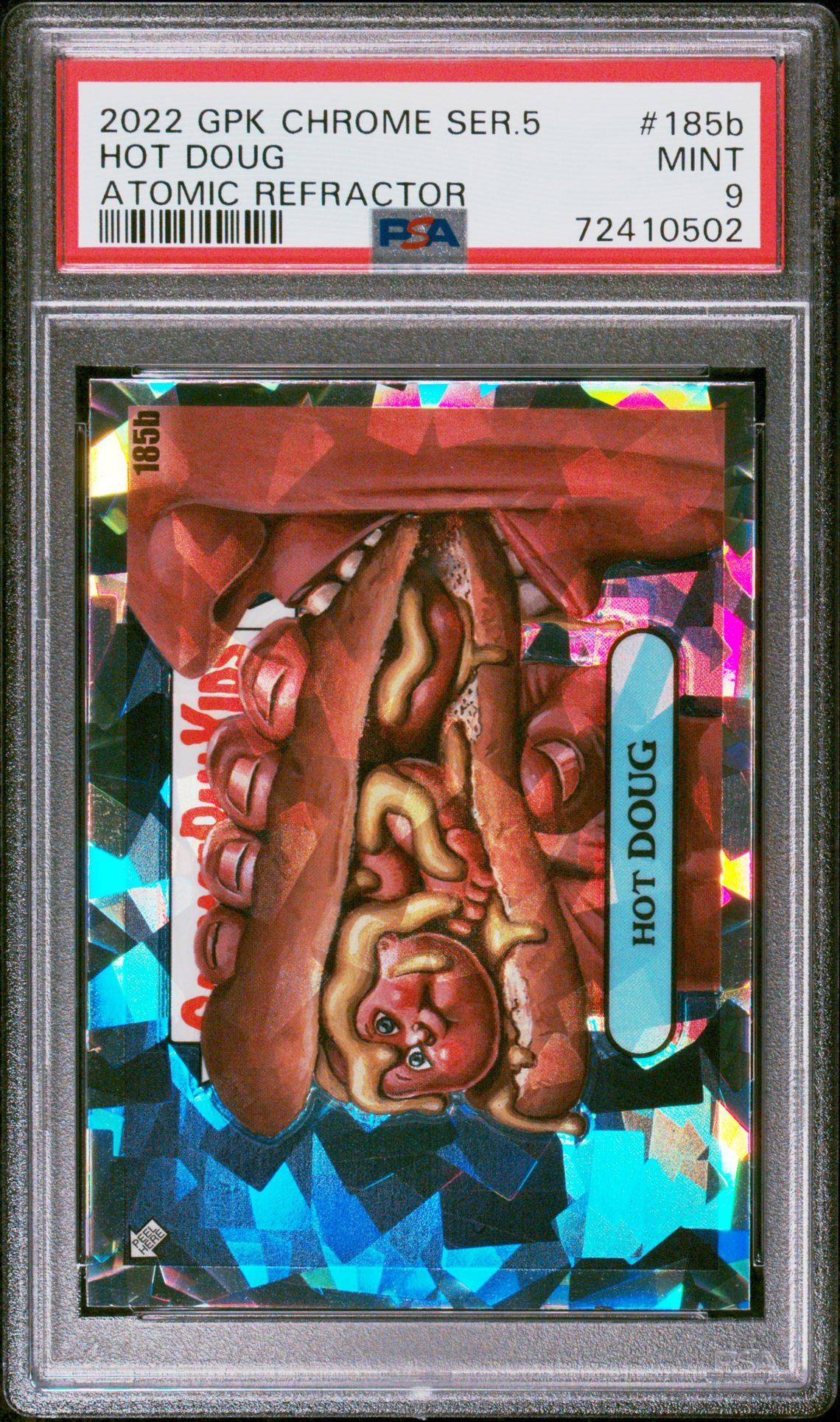 2022 Topps GARBAGE PAIL KIDS CHROME Atomic Refractor #185B Hot Doug front
