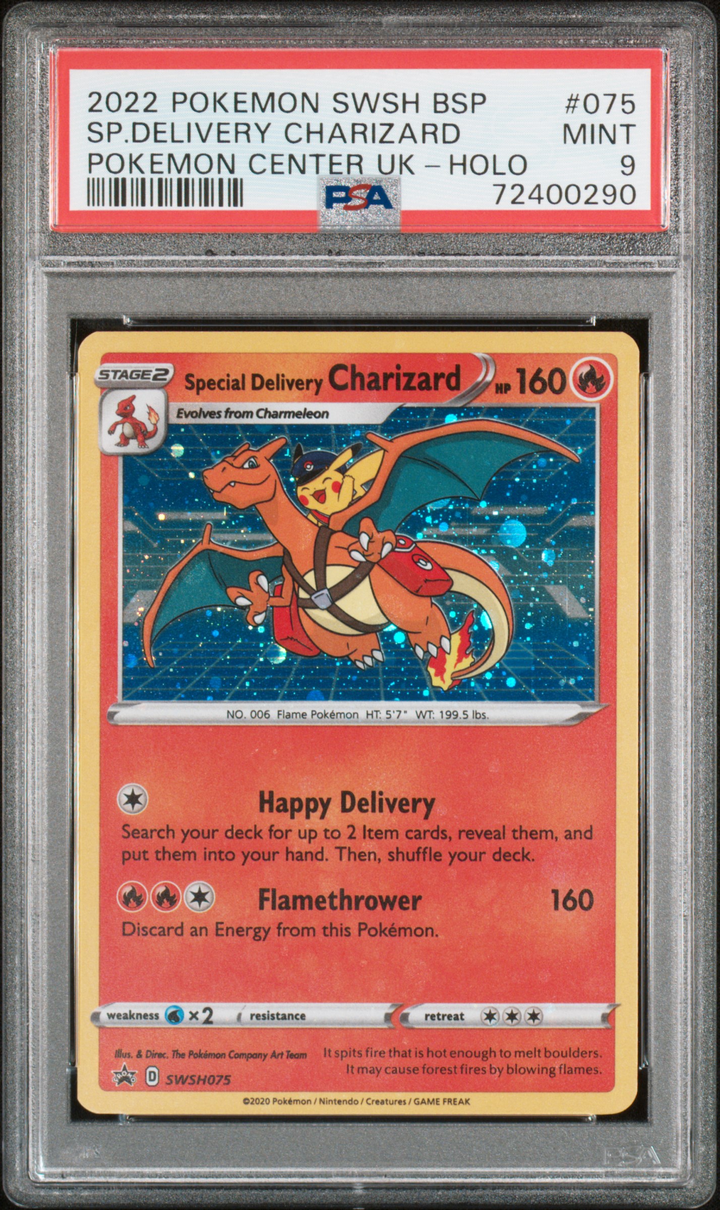 2022 #075 Special Delivery Charizard-Holo PSA 9 Swsh Black Star Promo