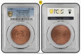 (1909) 20 Csh CL-SC.108 Y-21t.1  Manchu Curls Right MS65RB