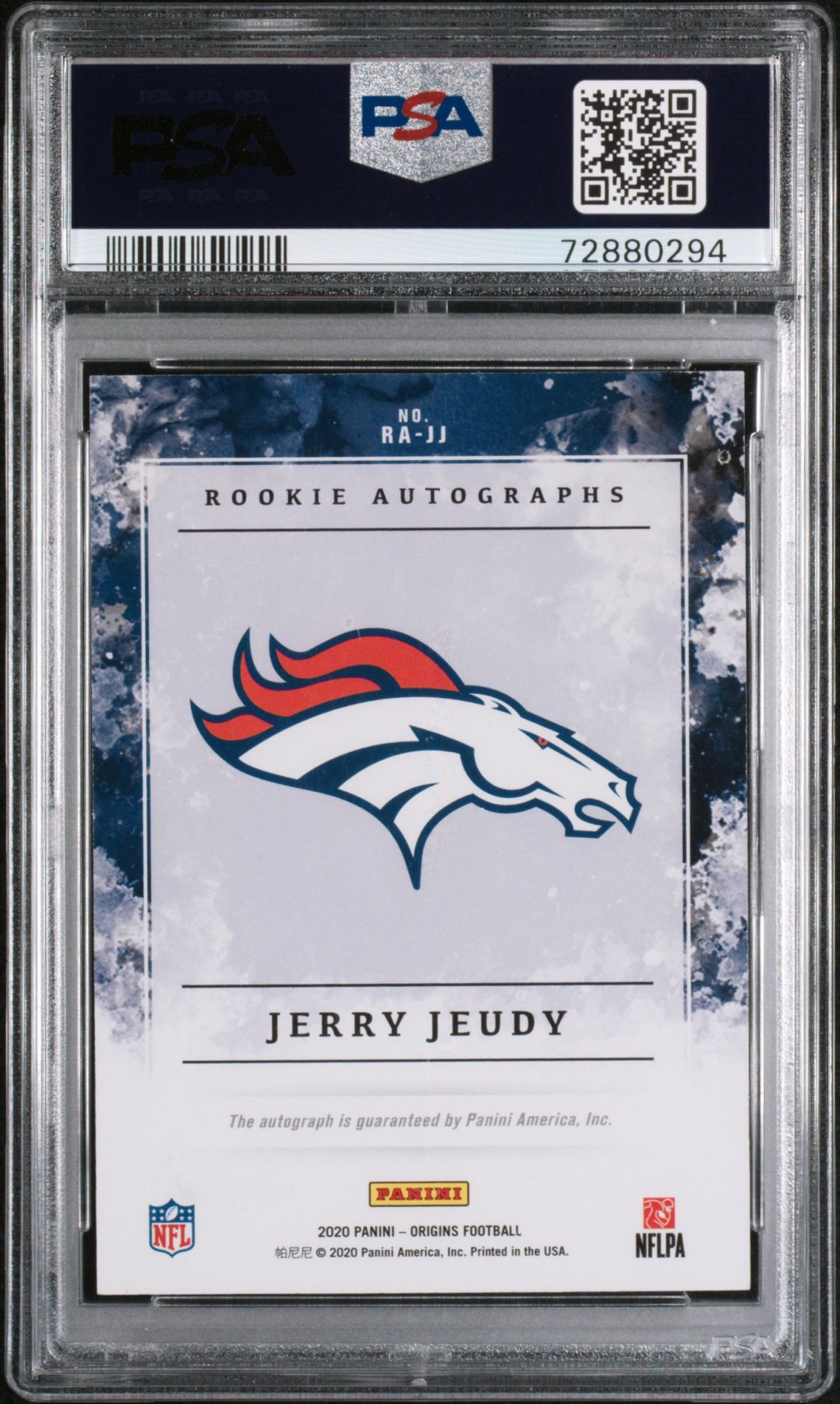 2020 Panini Origins Rookie Autographs Jerry Jeudy #Rajj (Rookie Autographs-Red) Gem Mt 10 back