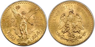 1944 50 Peso KM-481  Au MS65