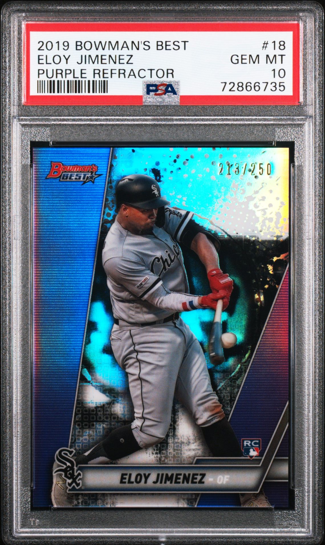 2019 Bowman BOWMAN'S BEST PURPLE REFRACTOR #18 Eloy Jimenez front