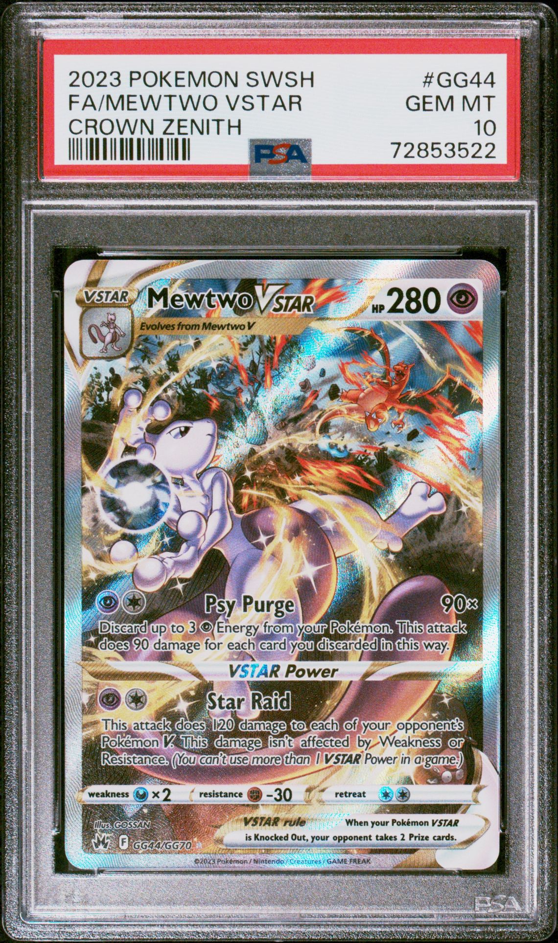 2023 Pokemon Sword And Shield Crown Zenith Fa/Mewtwo Vstar #Gg44 (Crown Zenith) Gem Mt 10 front