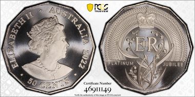 2022 50C Elizabeth II Platinum Jubilee MS69