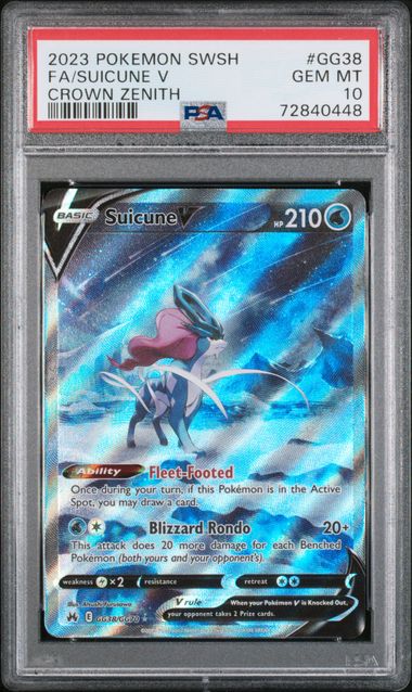 2023 Pokémon - Suicune V GG38 - Crown Zenith - PSA 10 - GEM MINT