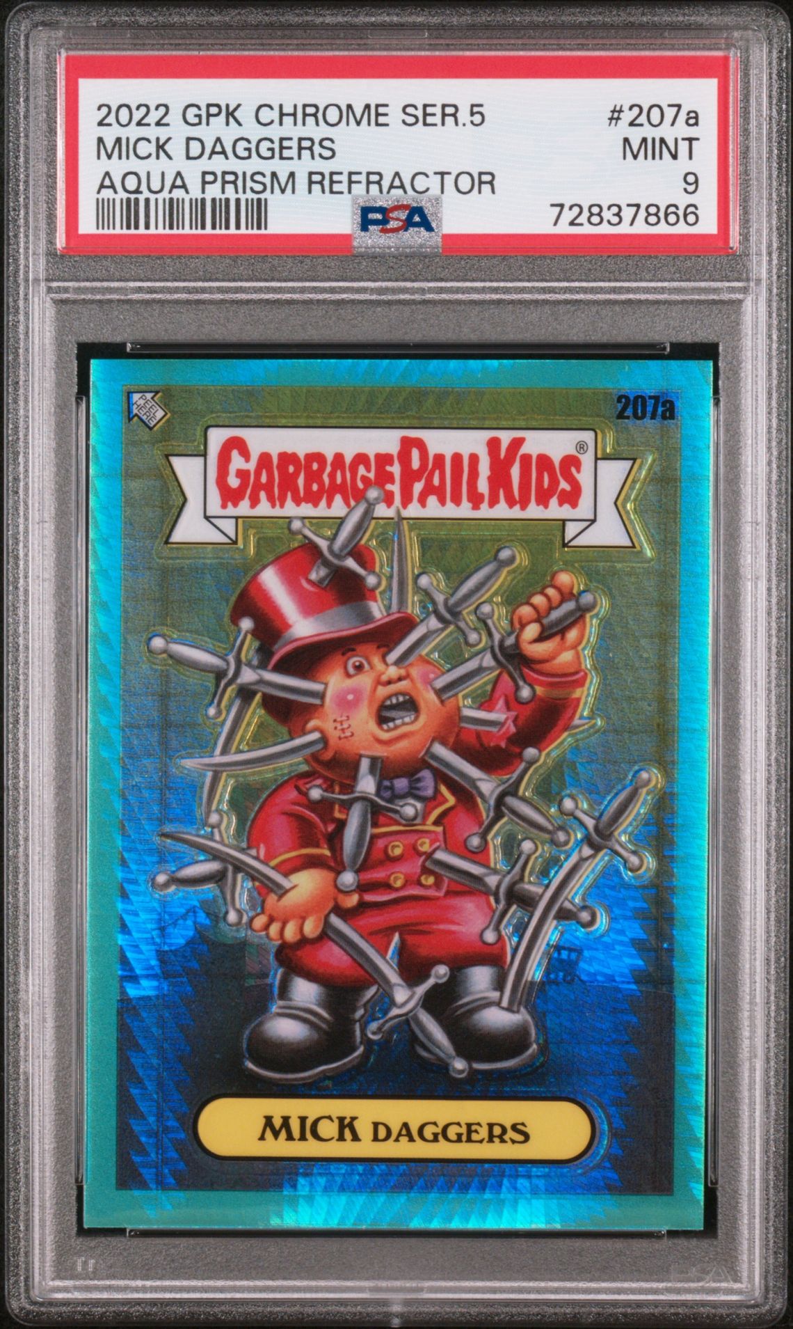 2022 Topps GARBAGE PAIL KIDS CHROME Prism Refractor #207A Mick Daggers front