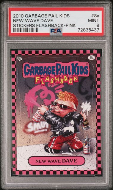 2010 Garbage Pail Kids GARBAGE PAIL KIDS STICKERS FLASHBACK PINK #8A New Wave Dave front