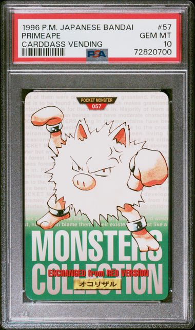 Primeape card PSA 10, cert 72820700