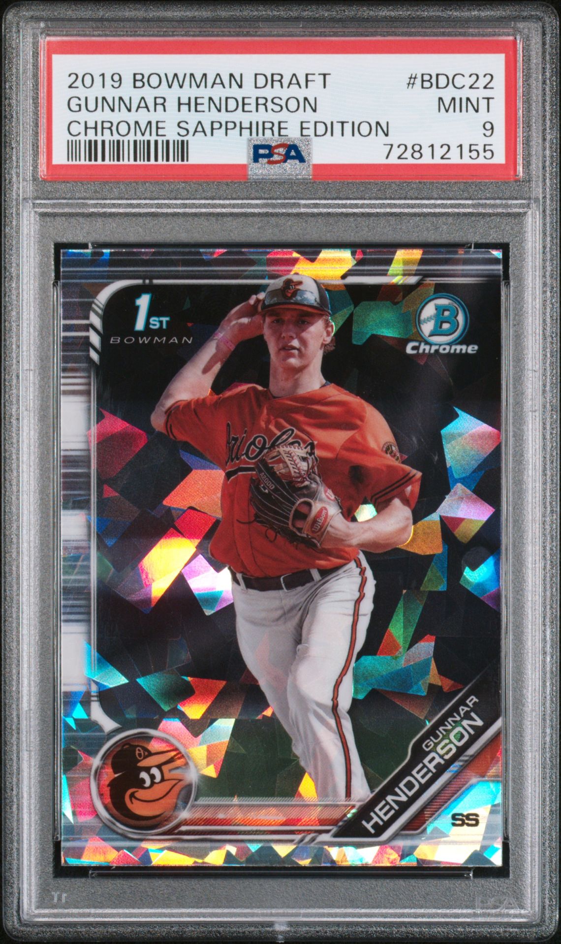 2019 Bowman BOWMAN DRAFT CHROME SAPPHIRE EDITION #BDC22 Gunnar Henderson front