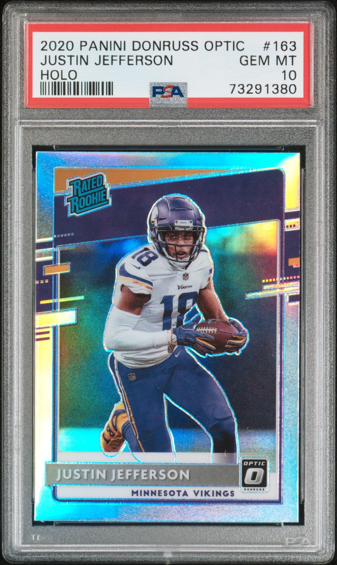 2020 Panini Donruss Optic Justin Jefferson #163 (Holo) Gem Mt 10 front