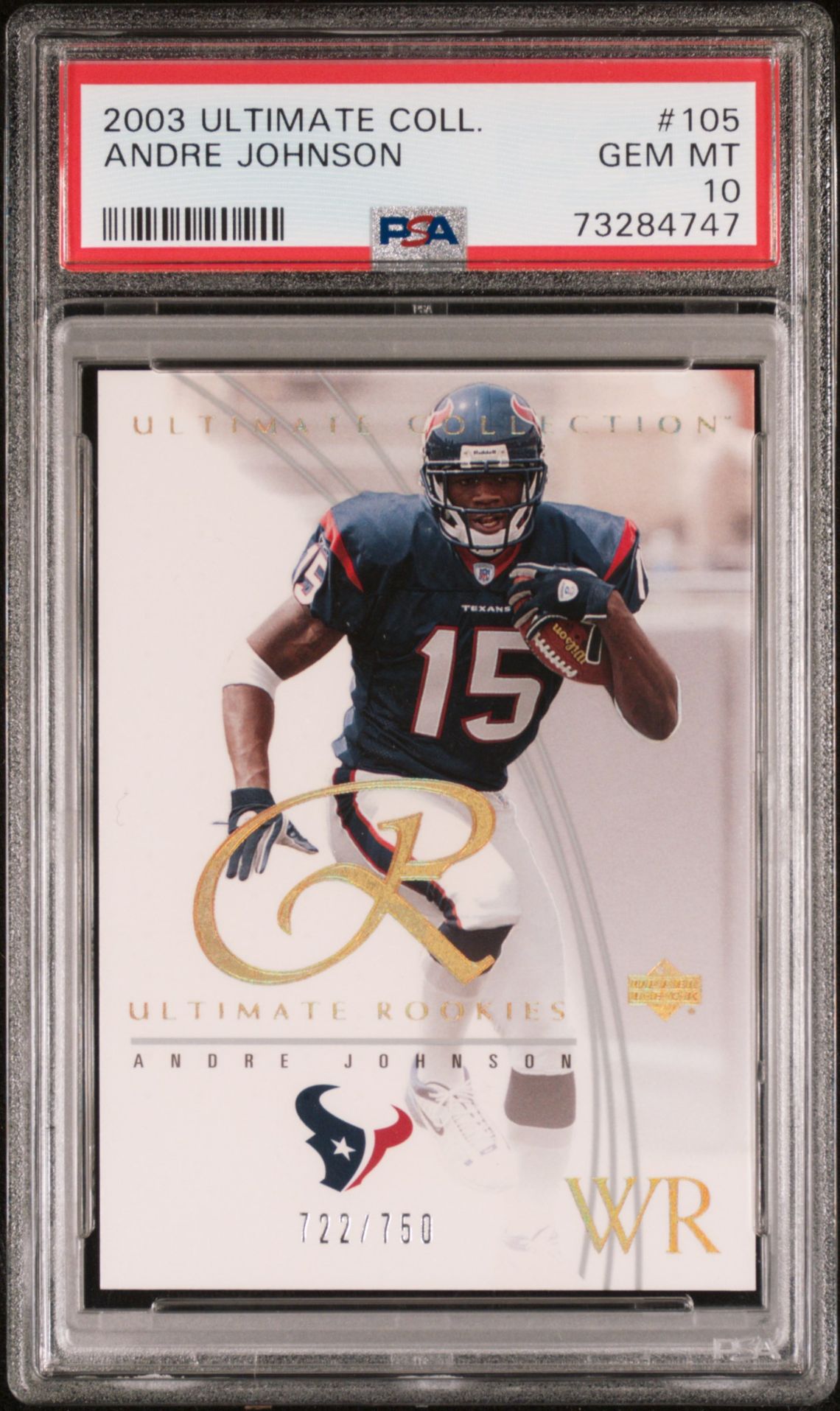 2003 ULTIMATE COLLECTION ANDRE JOHNSON  105 GEM MT 10 front
